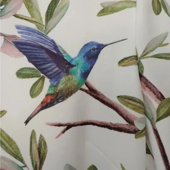 Ted Baker Evrely midi dress It’s Spring! Hummingbirds! Midi Dress Sz 4 = USA 10 - Picture 14 of 14